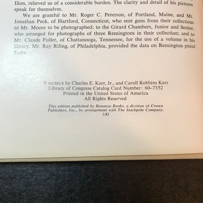 Remington Handguns - Charles Lee Karr, Jr. and Caroll Robbins Karr - 1st (A) Edition - 1960