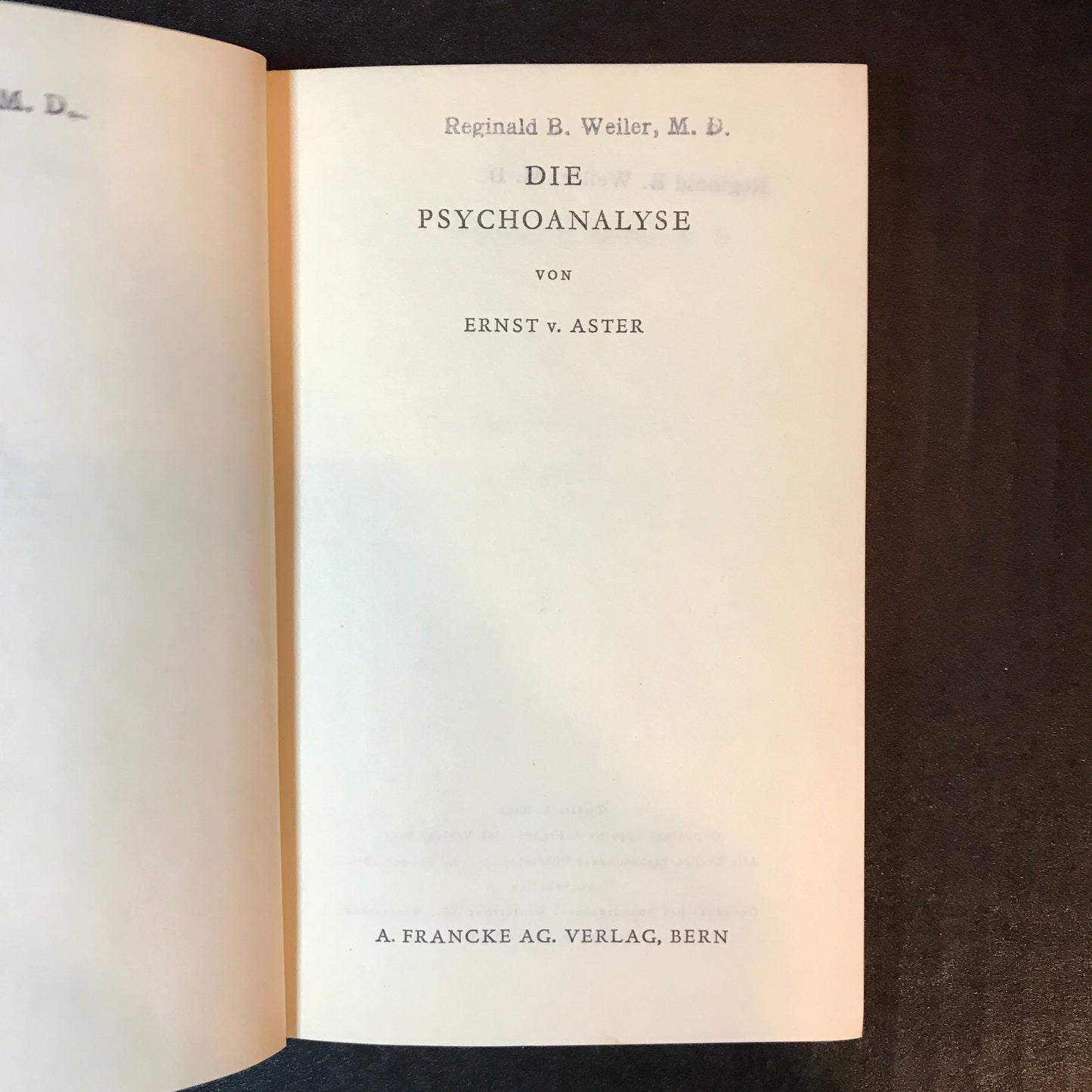 Psychoanalysis - Ernst von Aster - In German - 1949