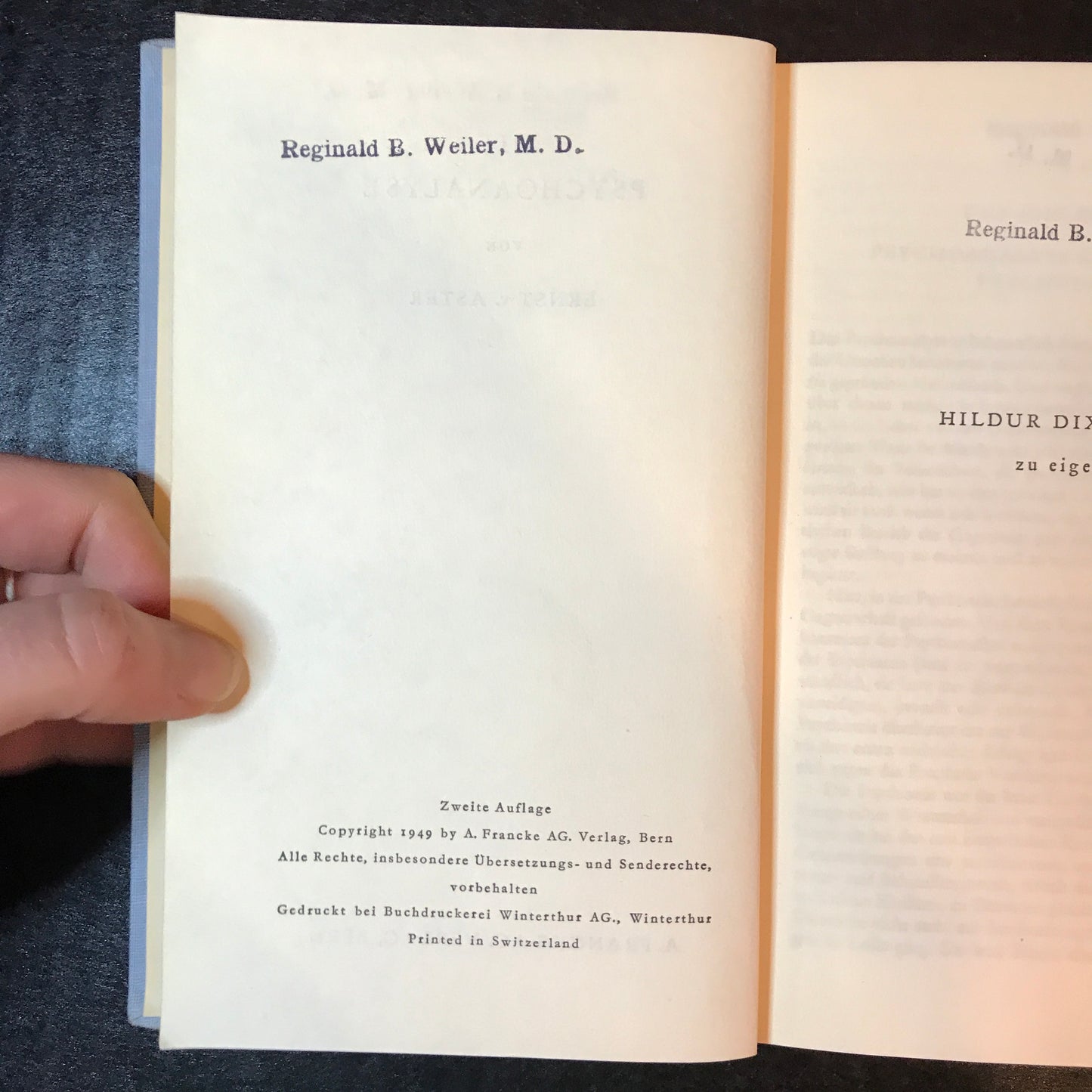 Psychoanalysis - Ernst von Aster - In German - 1949