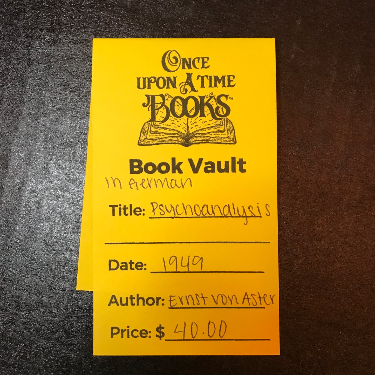 Psychoanalysis - Ernst von Aster - In German - 1949