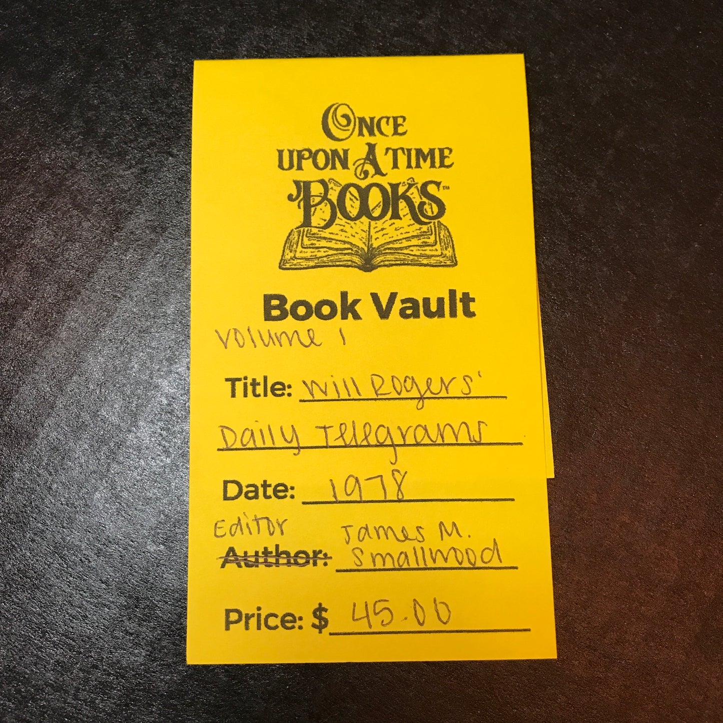 Will Rogers' Daily Telegrams - Edited by James M. Smallwood - Volume 1 - 1978