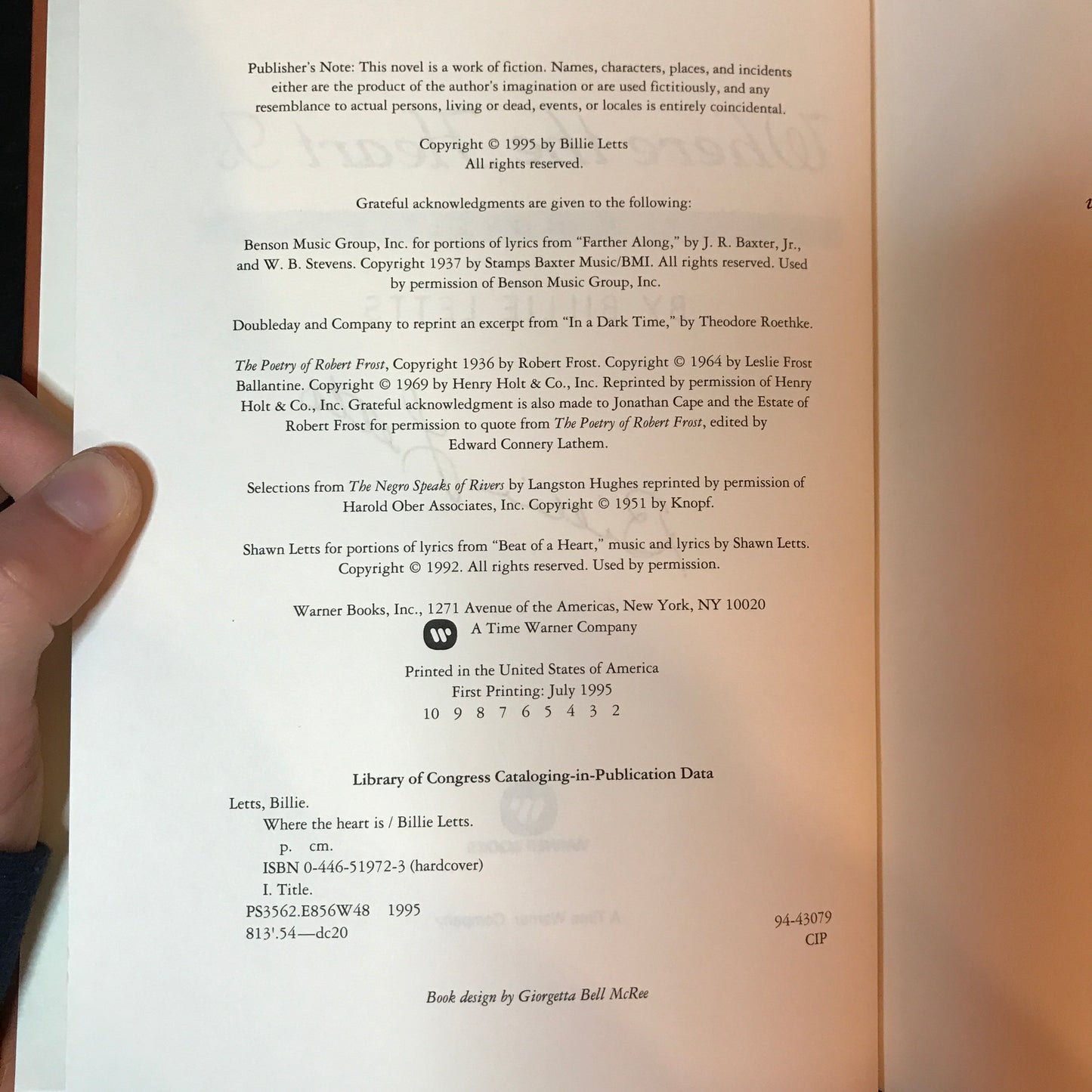 Where The Heart Is - Billie Letts - Signed - 1995