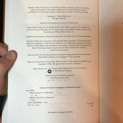 Where The Heart Is - Billie Letts - Signed - 1995