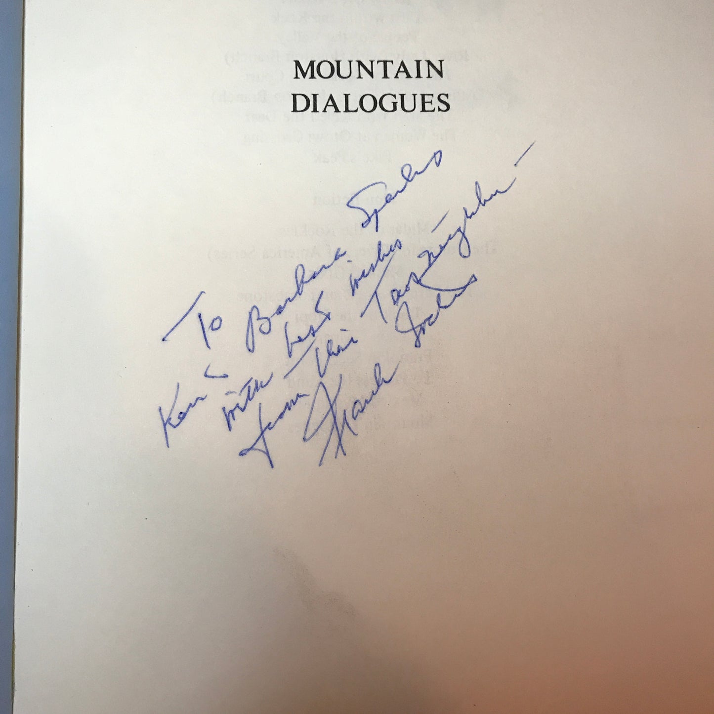 Mountain Dialogues - Frank Waters - Signed - 1981