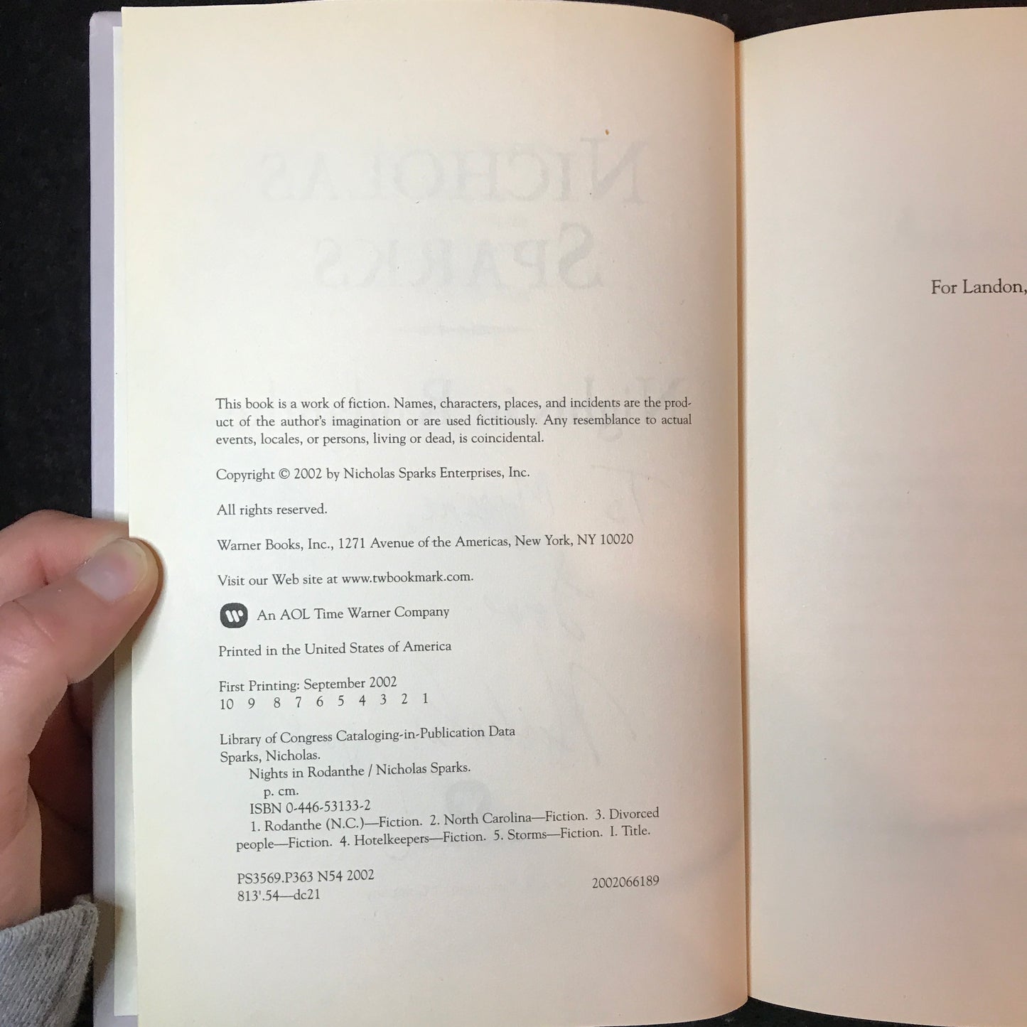 Nights in Rodanthe - Nicholas Sparks - 1st Edition - Signed - 2002