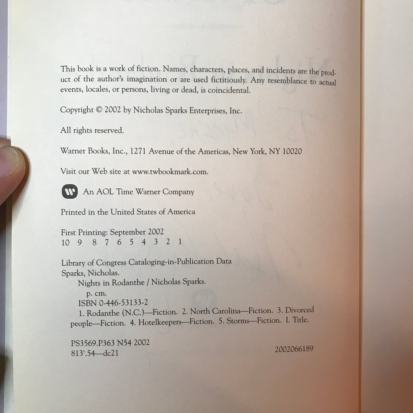 Nights in Rodanthe - Nicholas Sparks - 1st Edition - Signed - 2002