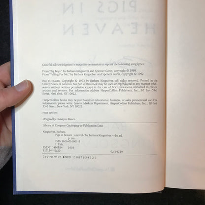 Pigs in Heaven - Barbara Kingsolver - Signed - 1st Edition - 1993