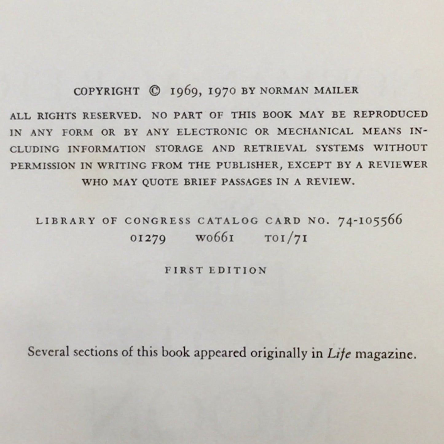 Of A Fire On The Moon - Norman Mailer - First Edition - 1970