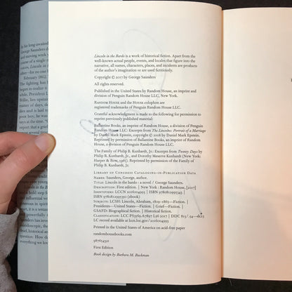 Lincoln in the Bardo - George Saunders - Signed - 1st Edition - 2017