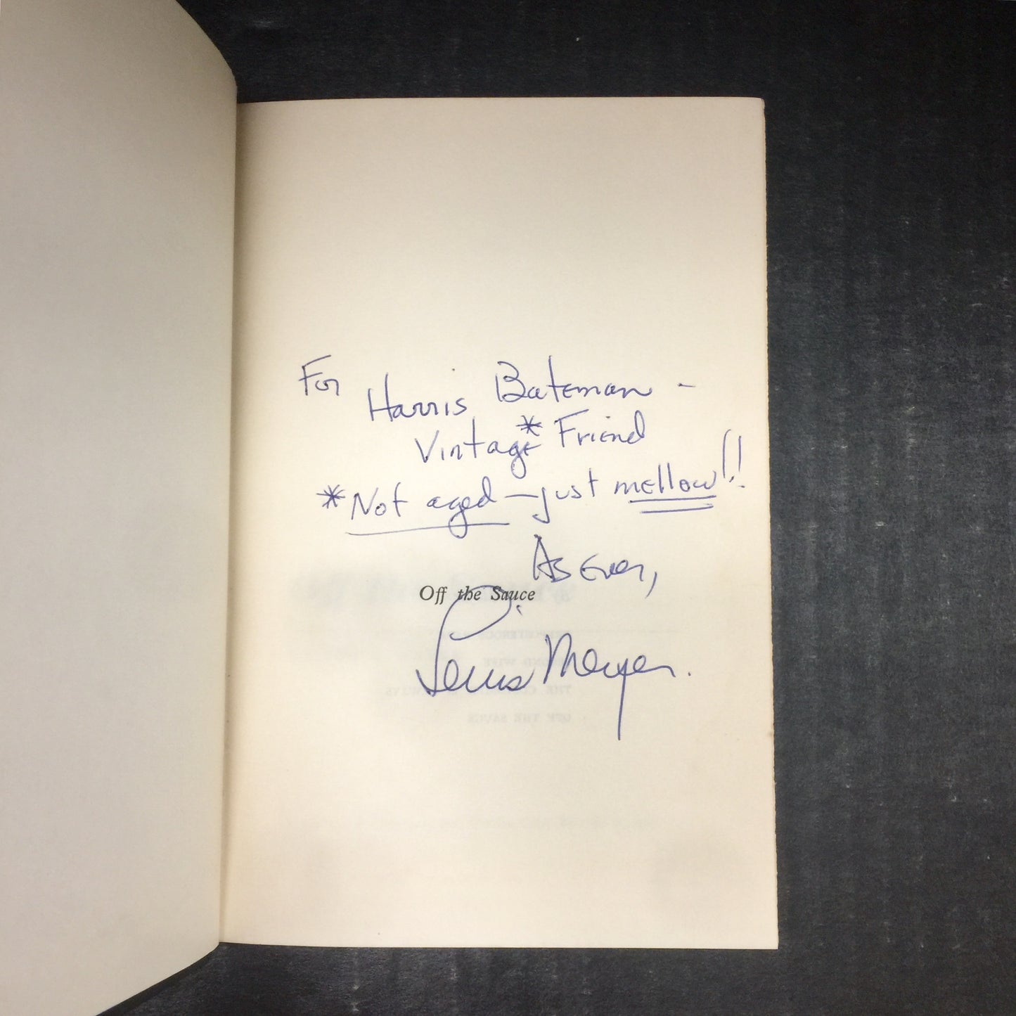 Off The Sauce - Lewis Meyer - Signed by Author - First Edition - 1967