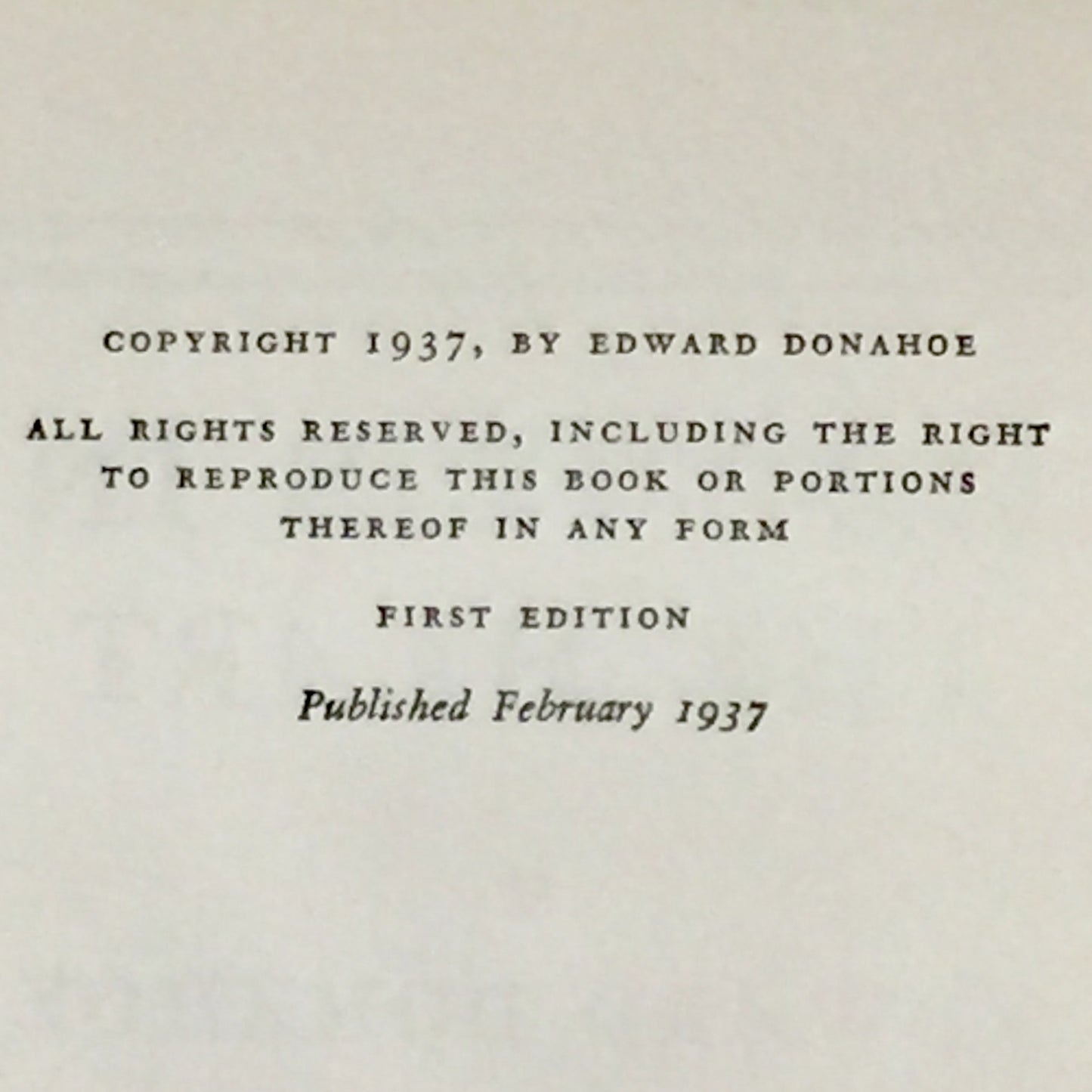 Madness In The Heart - Edward Donahoe - First Edition - 1937