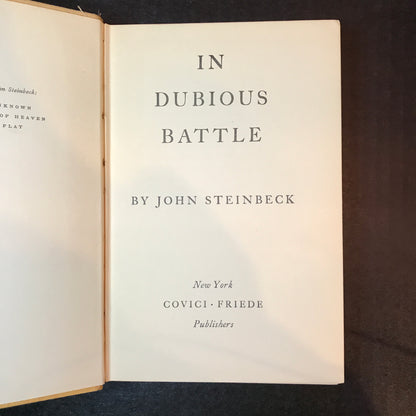 In Dubious Battle - John Steinbeck - 2nd Print - 1936