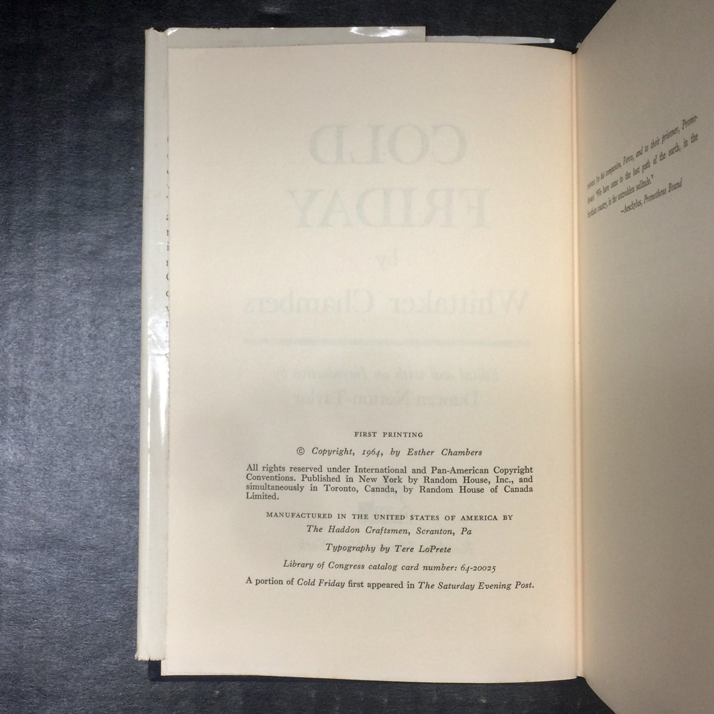 Cold Friday - Whittaker Chambers - First Printing - 1964