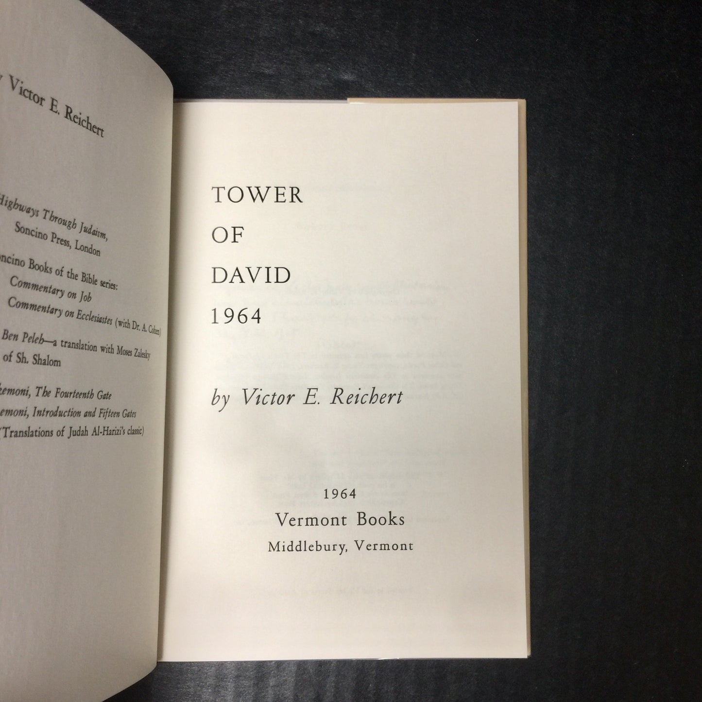 Tower of David: 1964 - Victor E. Reichert - Signed by Author - 1964