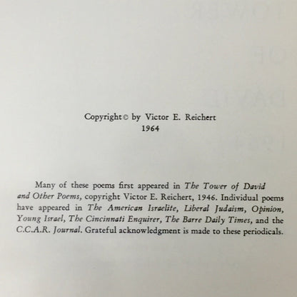 Tower of David: 1964 - Victor E. Reichert - Signed by Author - 1964