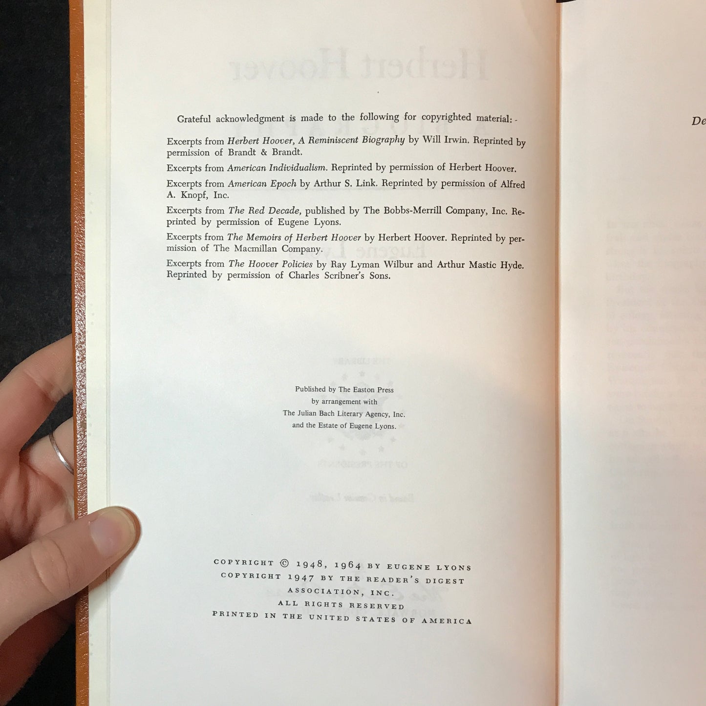 Herbert Hoover: A Biography - Eugene Lyons - Easton Press - 1964