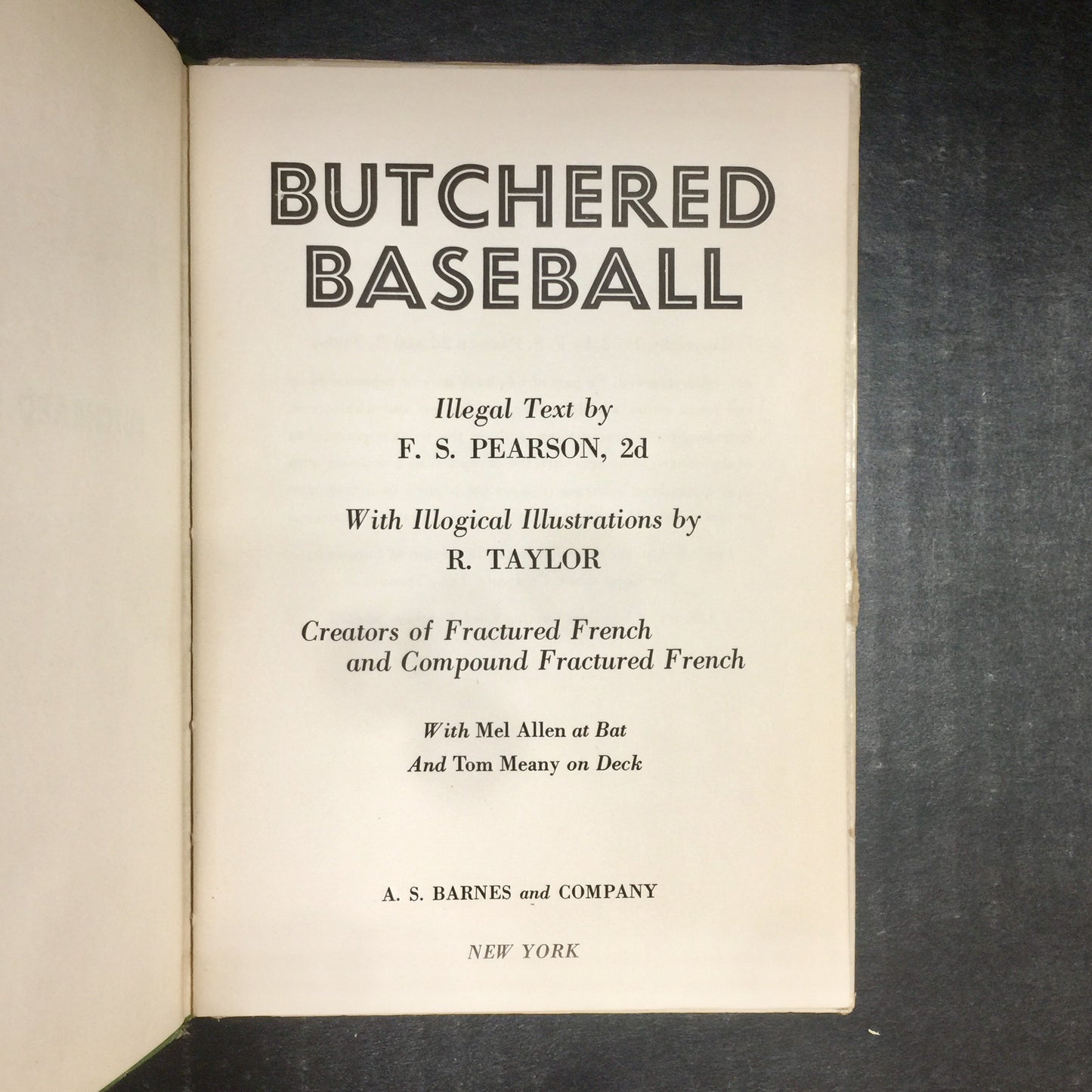 Butchered Baseball - F.S. Pearson - 1952