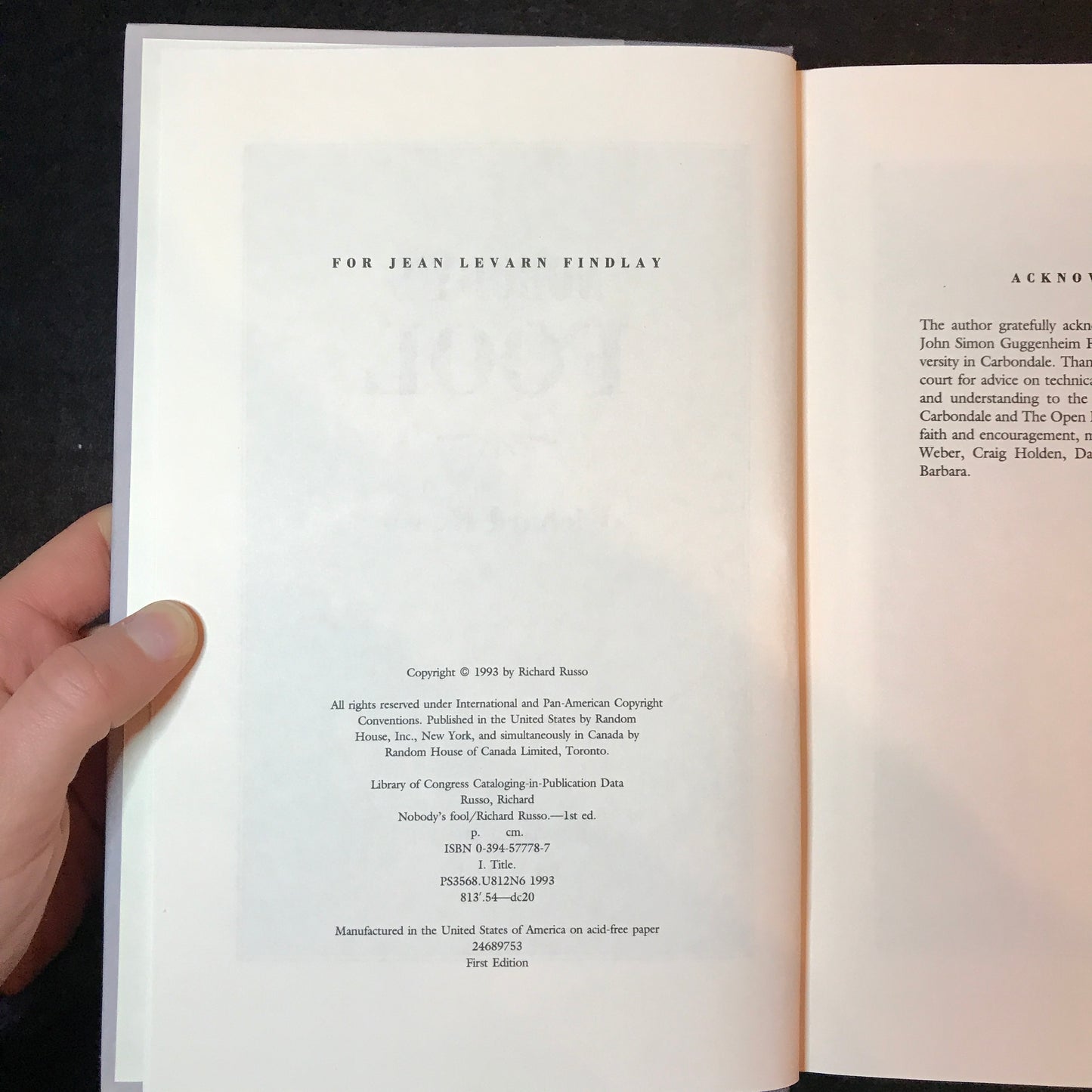 Nobody's Fool - Richard Russo - 1st Edition - 1993