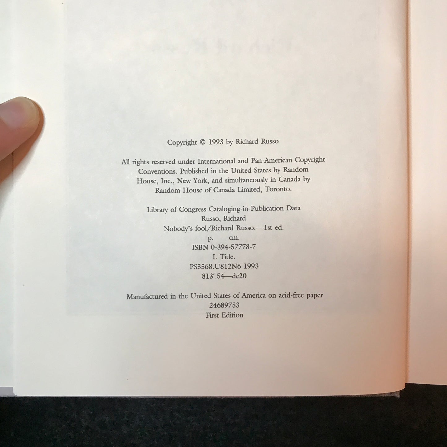 Nobody's Fool - Richard Russo - 1st Edition - 1993