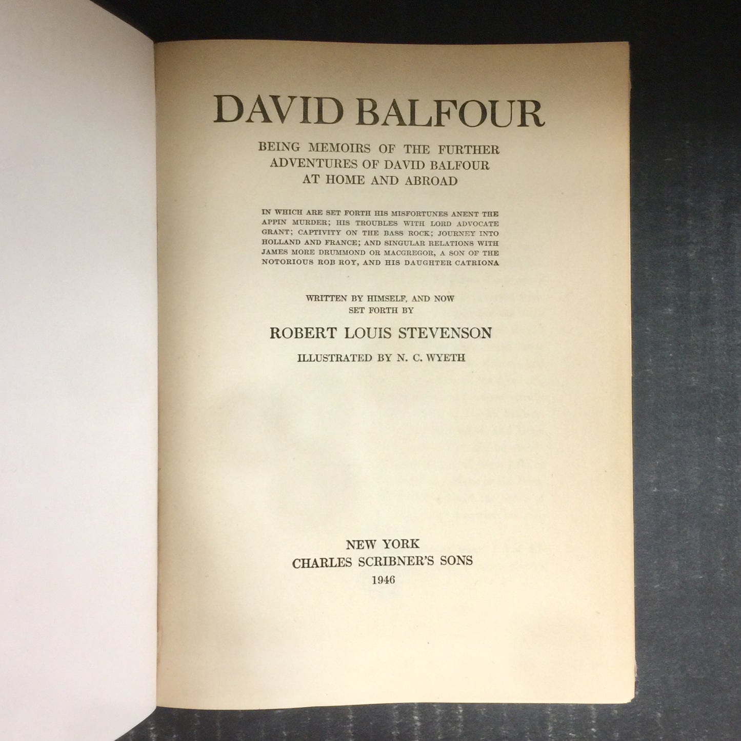 David Balfour - Robert Louis Stevenson - Rare with Dust Jacket - 1946