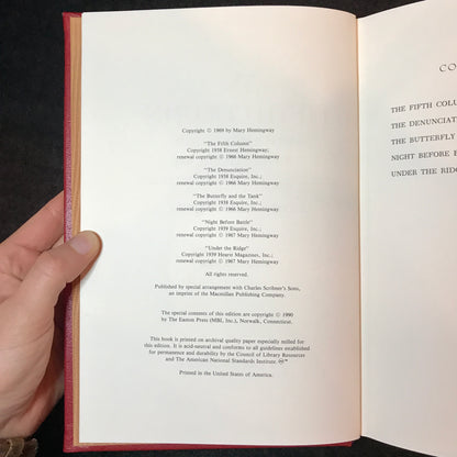 The Fifth Column - Ernest Hemingway - Easton Press - 1990