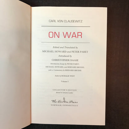 On War - Carl Von Clausewitz - 2 Volumes - Easton Press - 1991