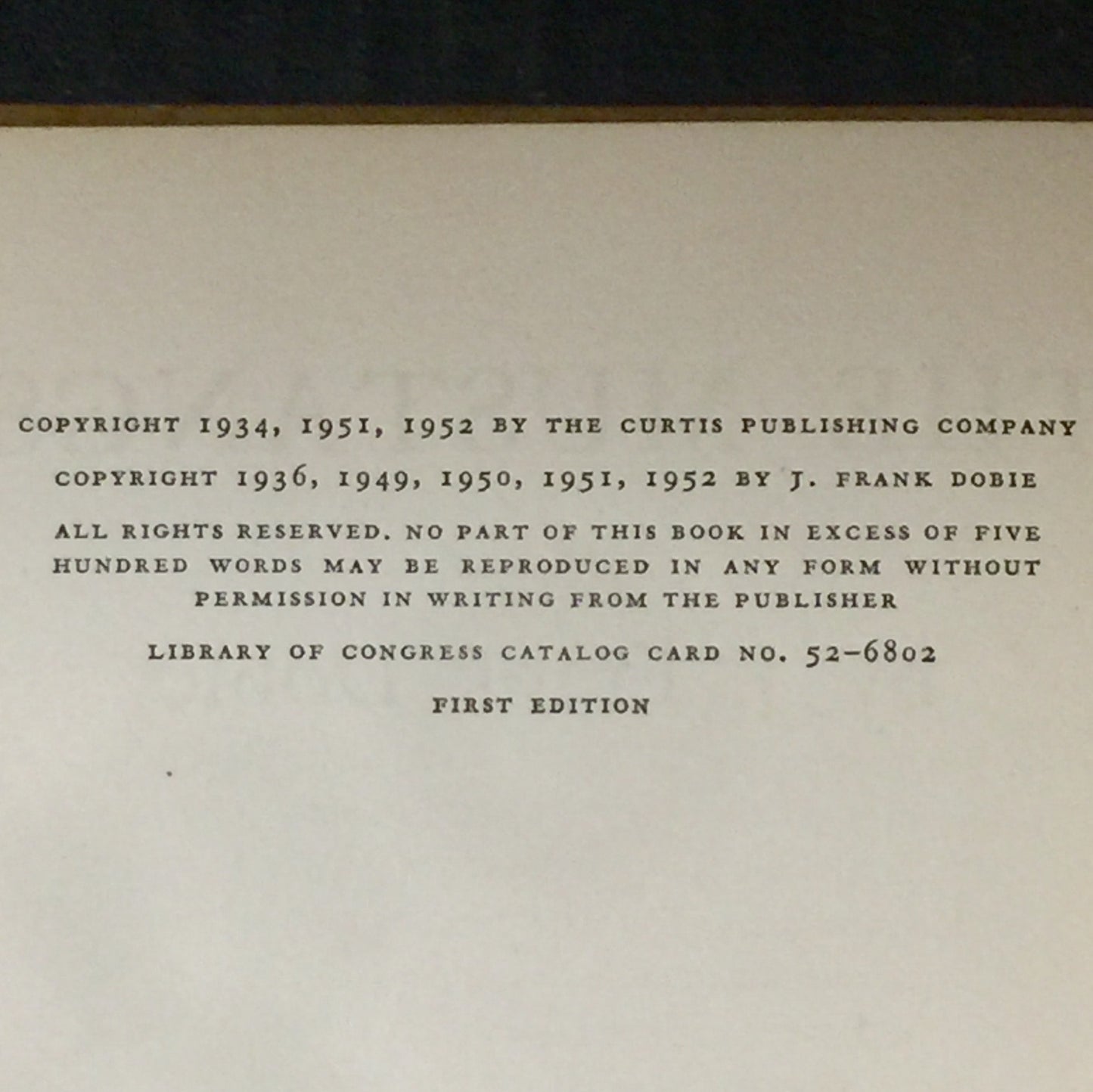 The Mustangs - J. Frank Dobie - First Edition - 1952