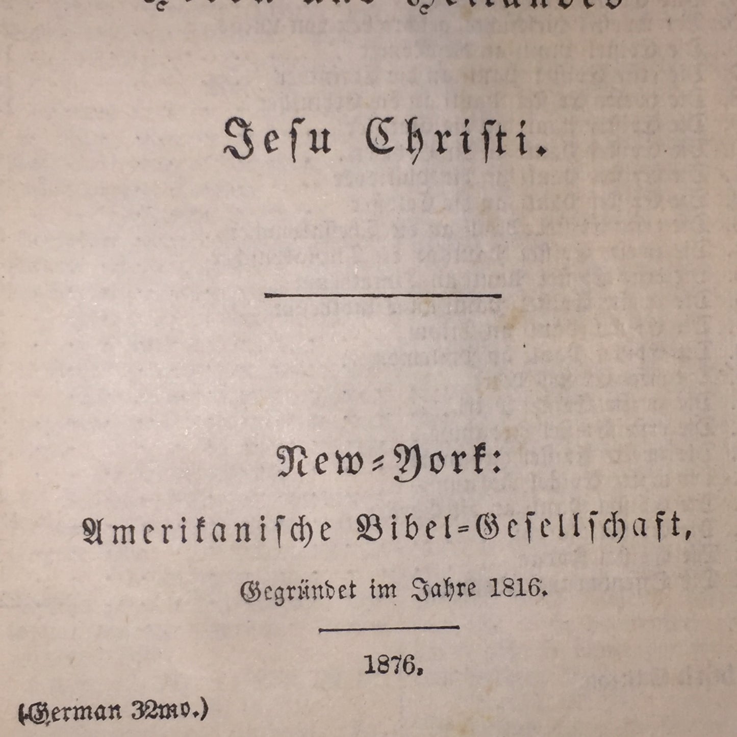 The New Testament Bible - German - Foreign Language - 1876