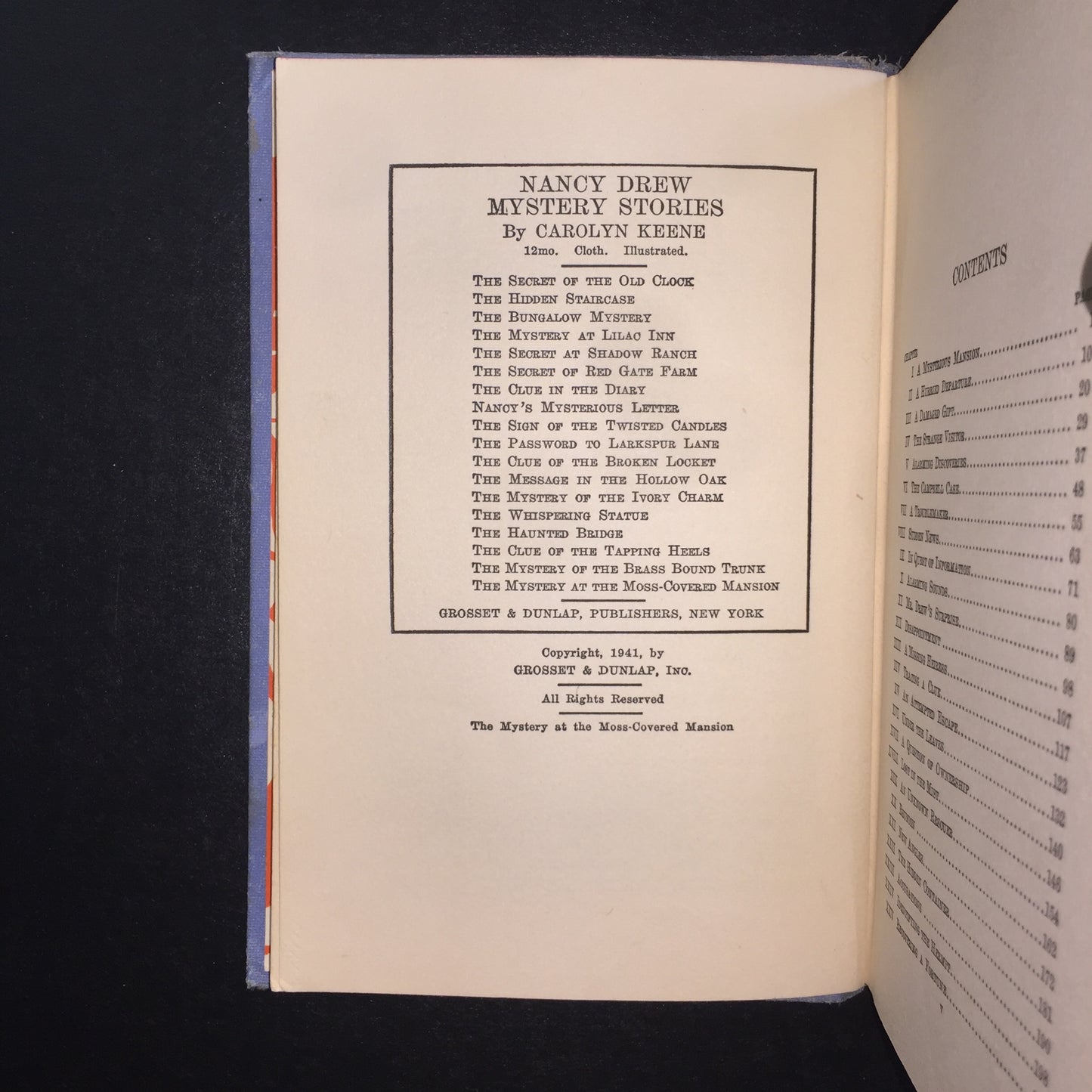 The Mystery at the Moss-Covered Mansion - Carolyn Keene - 1st Edition - 2nd State - 1941