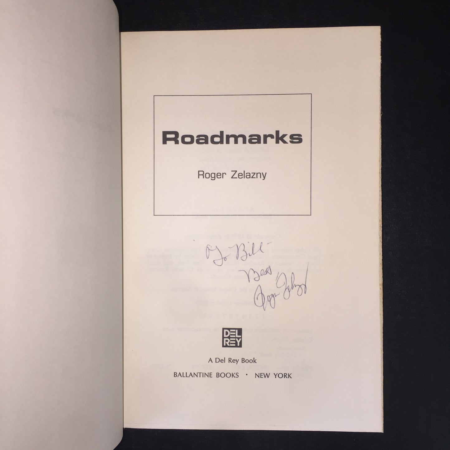 Roadmarks - Roger Zelazny - 1st Edition - Signed - 1979