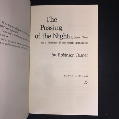 The Passing of the Night - Colonel Robinson Risner - Early Print - Signed - 1973