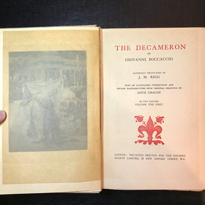 The Decameron of Giovanni Boccaccio - Translated by J. M. Rigg - 2 Volumes - c. 1920's