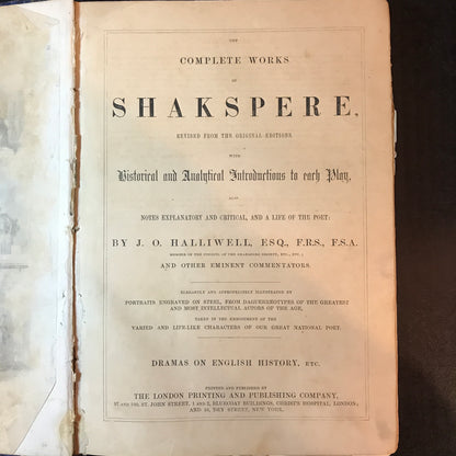 The Complete Works of Shakespere - William Shakespeare - c. 1860's