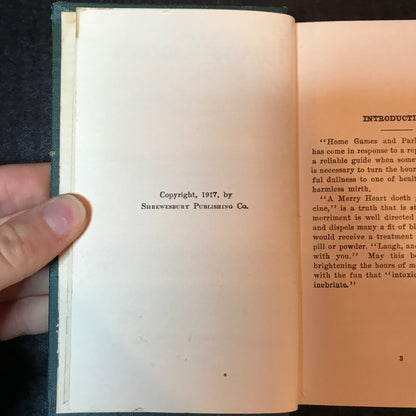 Home Games and Parlor Amusements - Shrewesbury Publishing - 1917