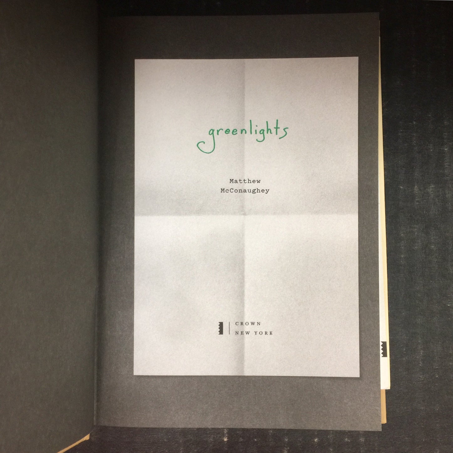 Greenlights - Matthew McConaughey - Signed by Author - First Edition - 2020