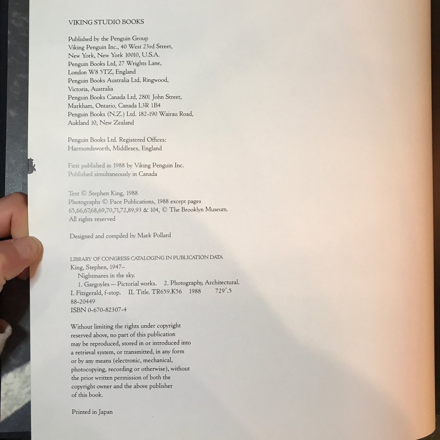 Nightmares in the Sky - Stephen King - Remaindered - 1988