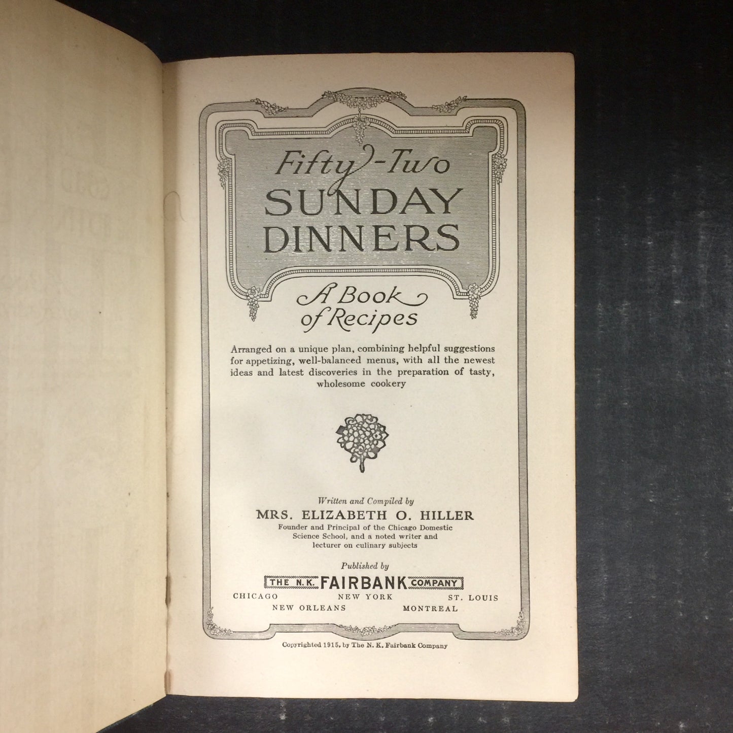 Fifty-Two Sunday Dinners - Elizabeth O. Hiller - 1915