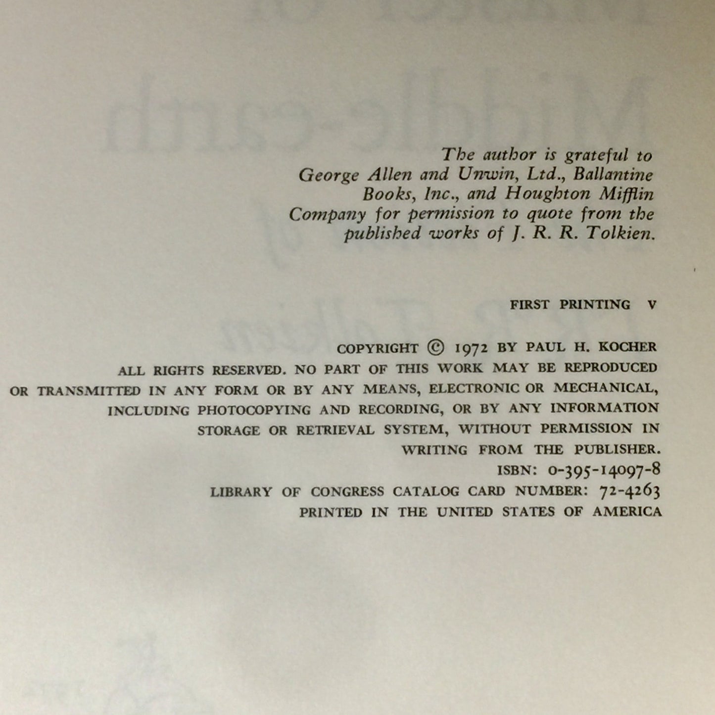 Master of Middle-Earth - J.R.R. Tolkien - First Printing - 1972