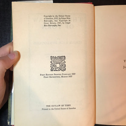 The Outlaw of Torn - Edgar Rice Burroughs - Grossett Reprint - 1927