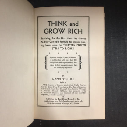 Think and Grow Rich - Napoleon Hill - Very Scarce with Dust Jacket - Thirty Third Printing - 1961