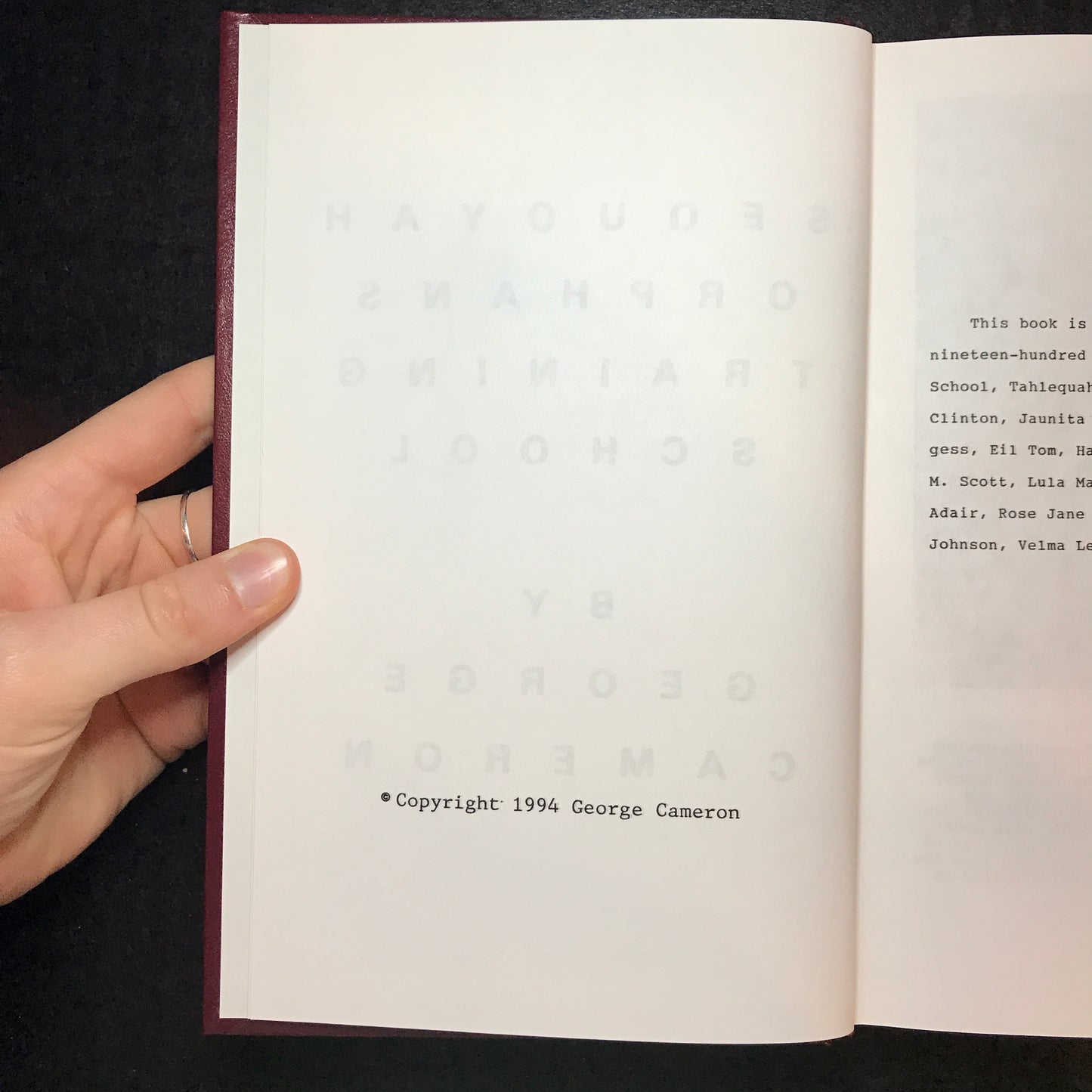 Sequoyah Orphans Training School - George Cameron - Signed - 1994