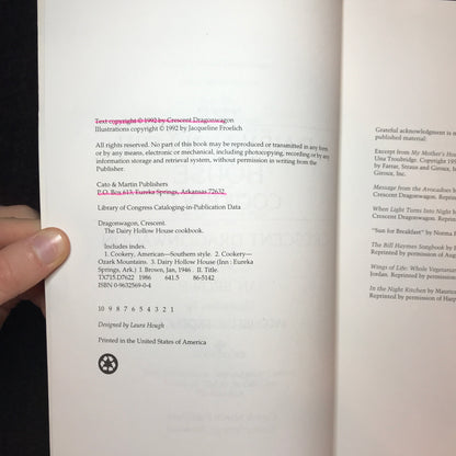 The Dairy Hollow House Cookbook - Crescent Dragonwagon & Jan Brown - Signed - 1992