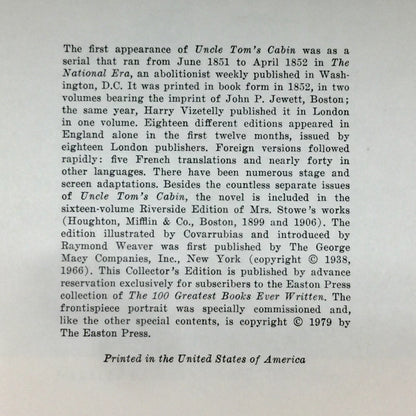 Uncle Tom's Cabin - Harriet Beecher Stowe - Easton Press - 1979