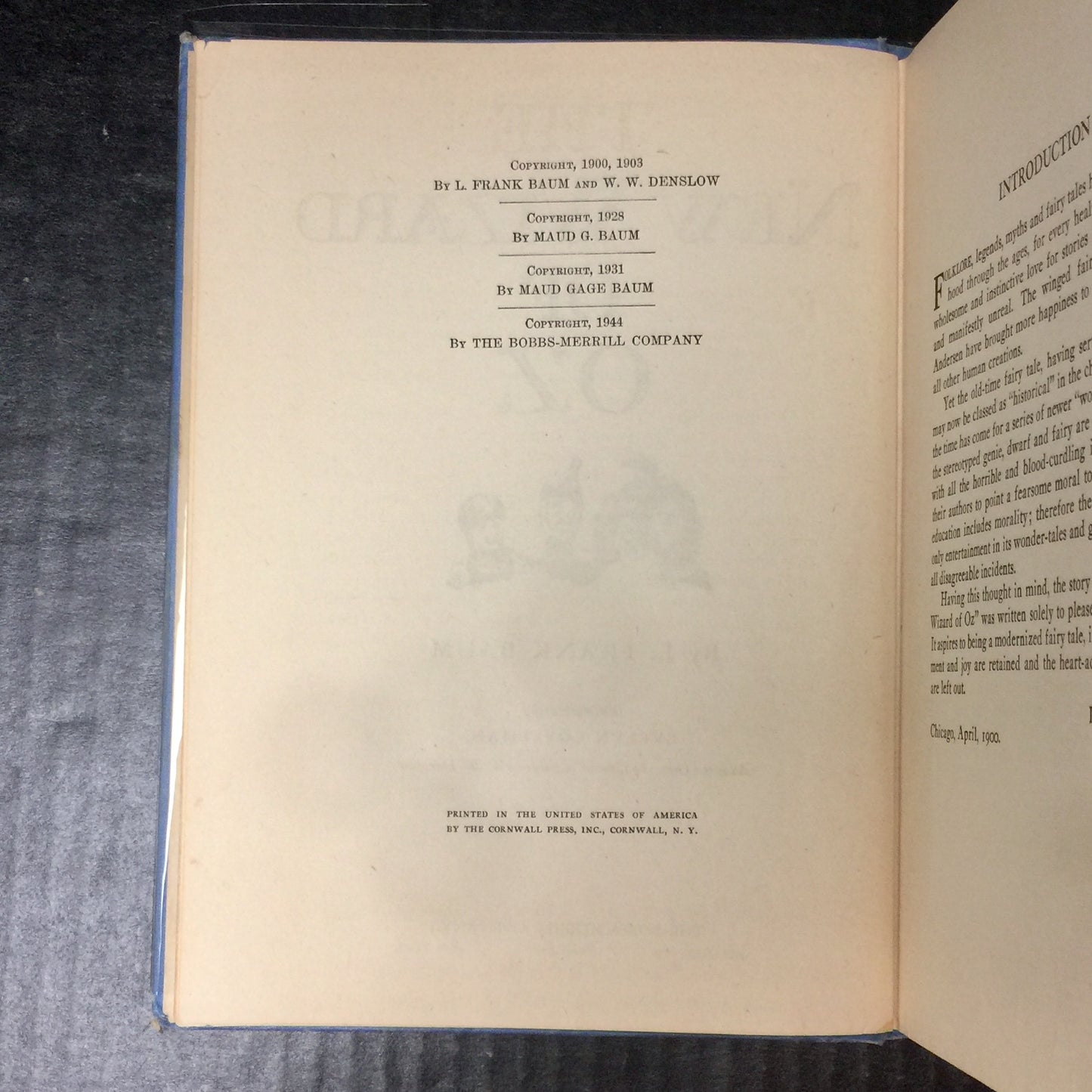 The Wizard of Oz - L. Frank Baum - First Thus Edition - 1944