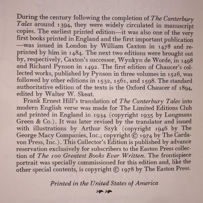 The Canterbury Tales - Geoffrey Chaucer - Easton Press - 1978