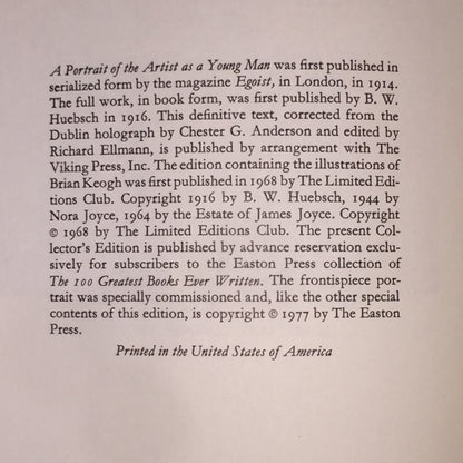 A Portrait of the Artist as a Young Man - James Joyce - Easton Press - 1977