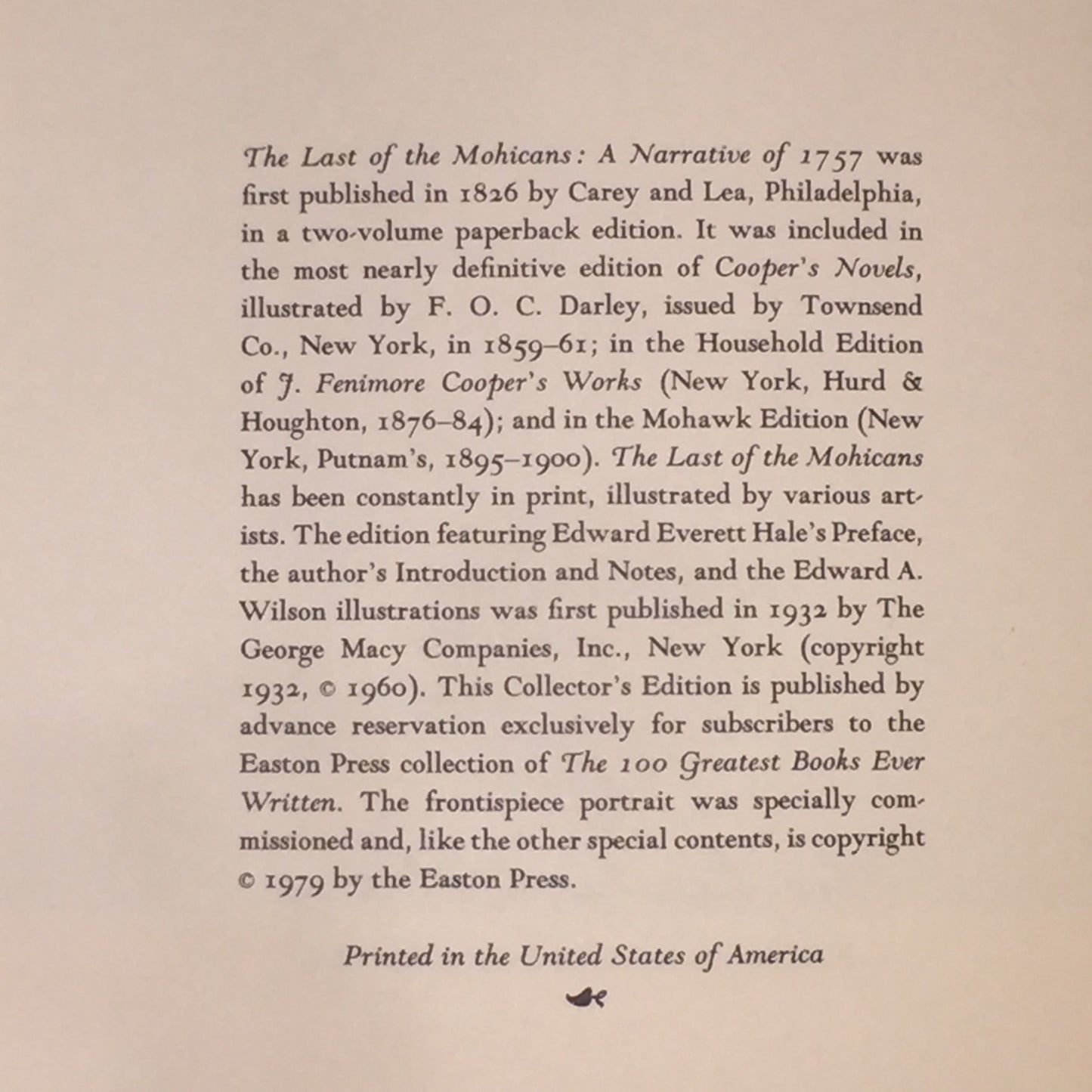 The Last of the Mohicans - James Fenimore Cooper - Easton Press - 1979