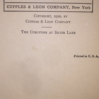 The Curlytops at Silver Lake - Howard K. Garis - 1st Edition - 1920