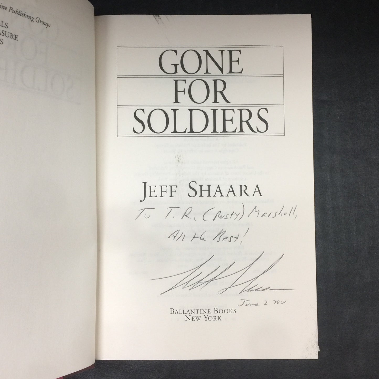 Gone For Soldiers - Jeff Shaara - Signed by Author - First Edition - 2000