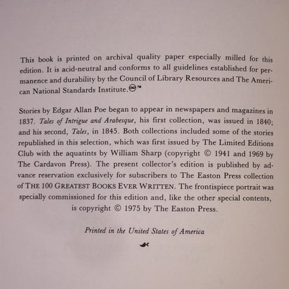 Tales of Mystery and Imagination - Edgar Allan Poe - Easton Press - 1975